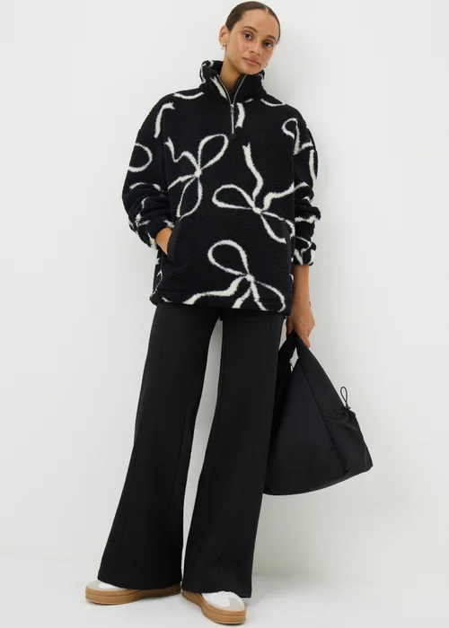 Black Wide Leg Jogging Bottoms - L Image 1