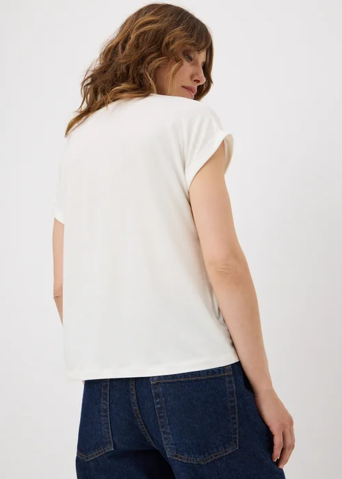 White Flocked Floral T-Shirt - 16 Image 2