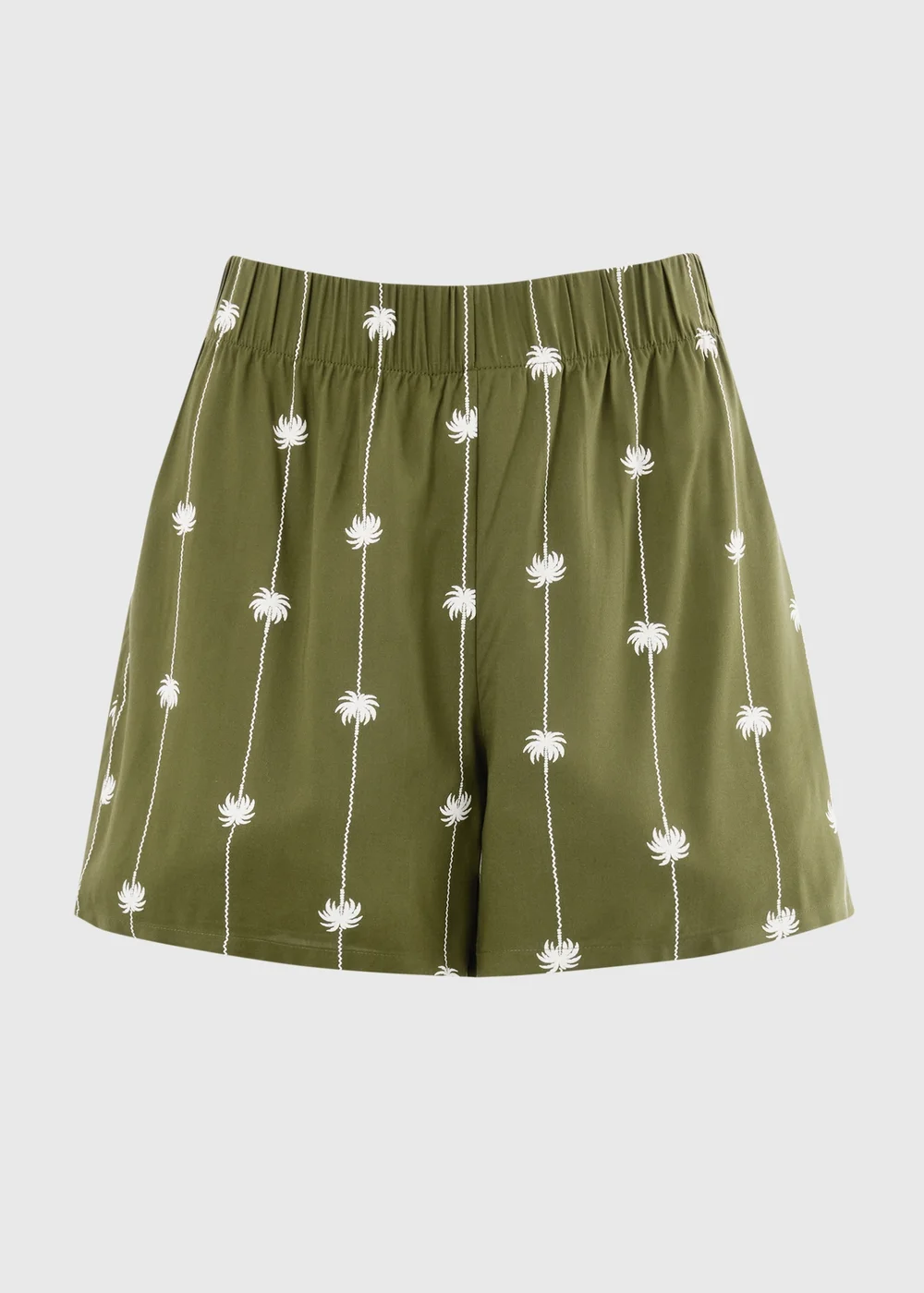 Papaya Petite Khaki Palm Tree Elasticated Shorts - 12 Image 4