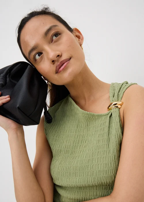 Olive Textured Asymmetric Sleeveless Co Ord Top - 12 Image 3