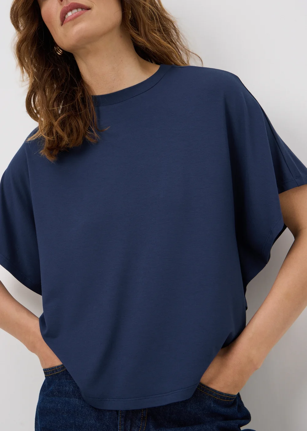 Navy Cape Sleeve Top - 10 Image 1