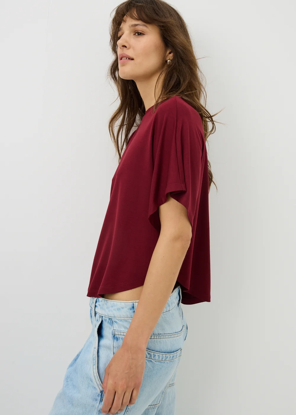 Burgundy Cape Sleeve Top - 22 Image 1