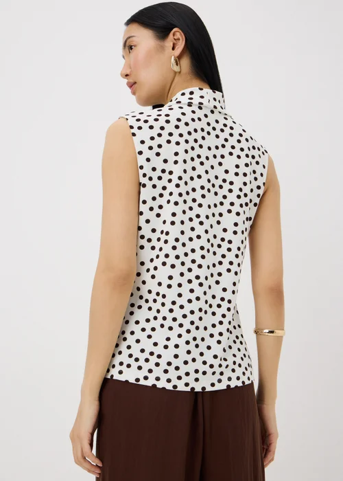 Cream Polka Dot Scarf Neck Vest Top - 22 Image 2