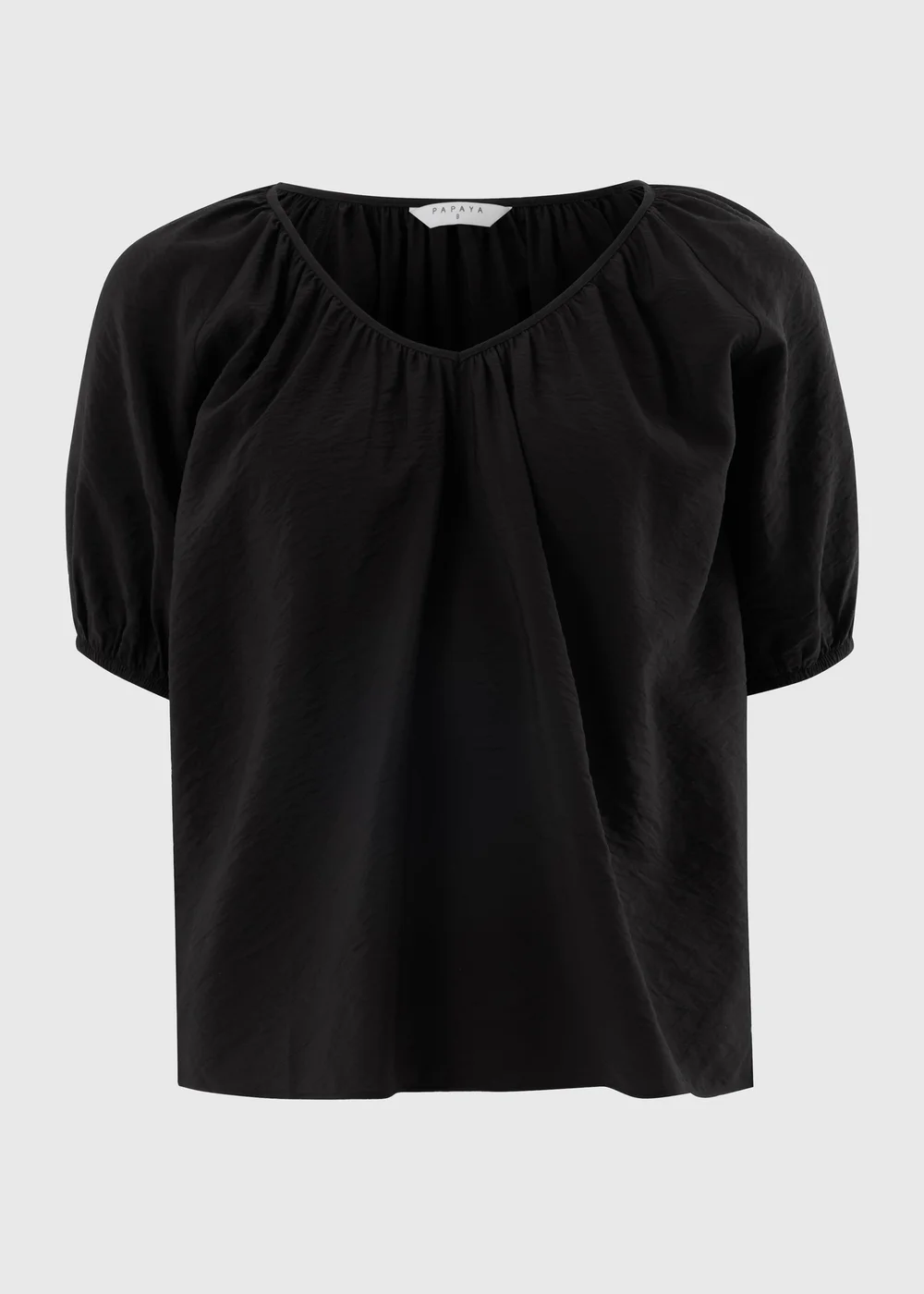 Black V Neck Popover Blouse - 12 Image 3