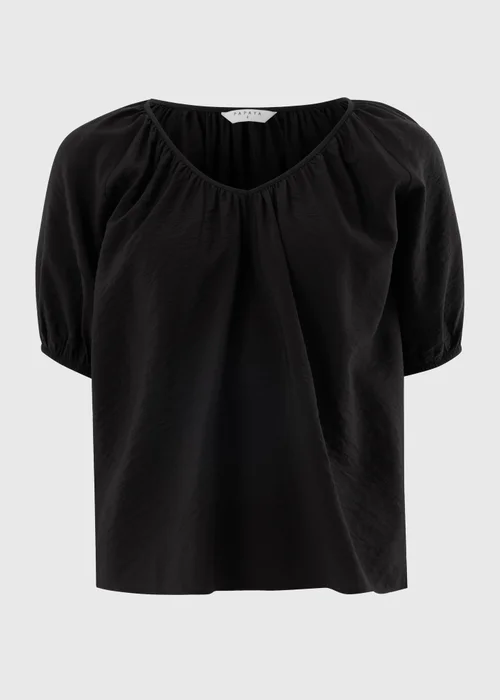 Black V Neck Popover Blouse - 12 Image 3
