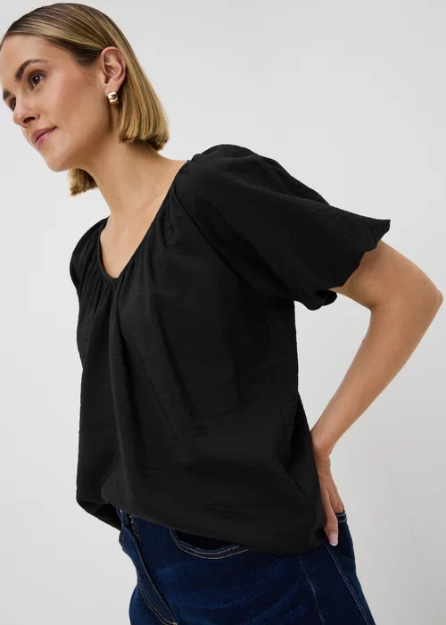 Black V Neck Popover Blouse - 12 Image 2