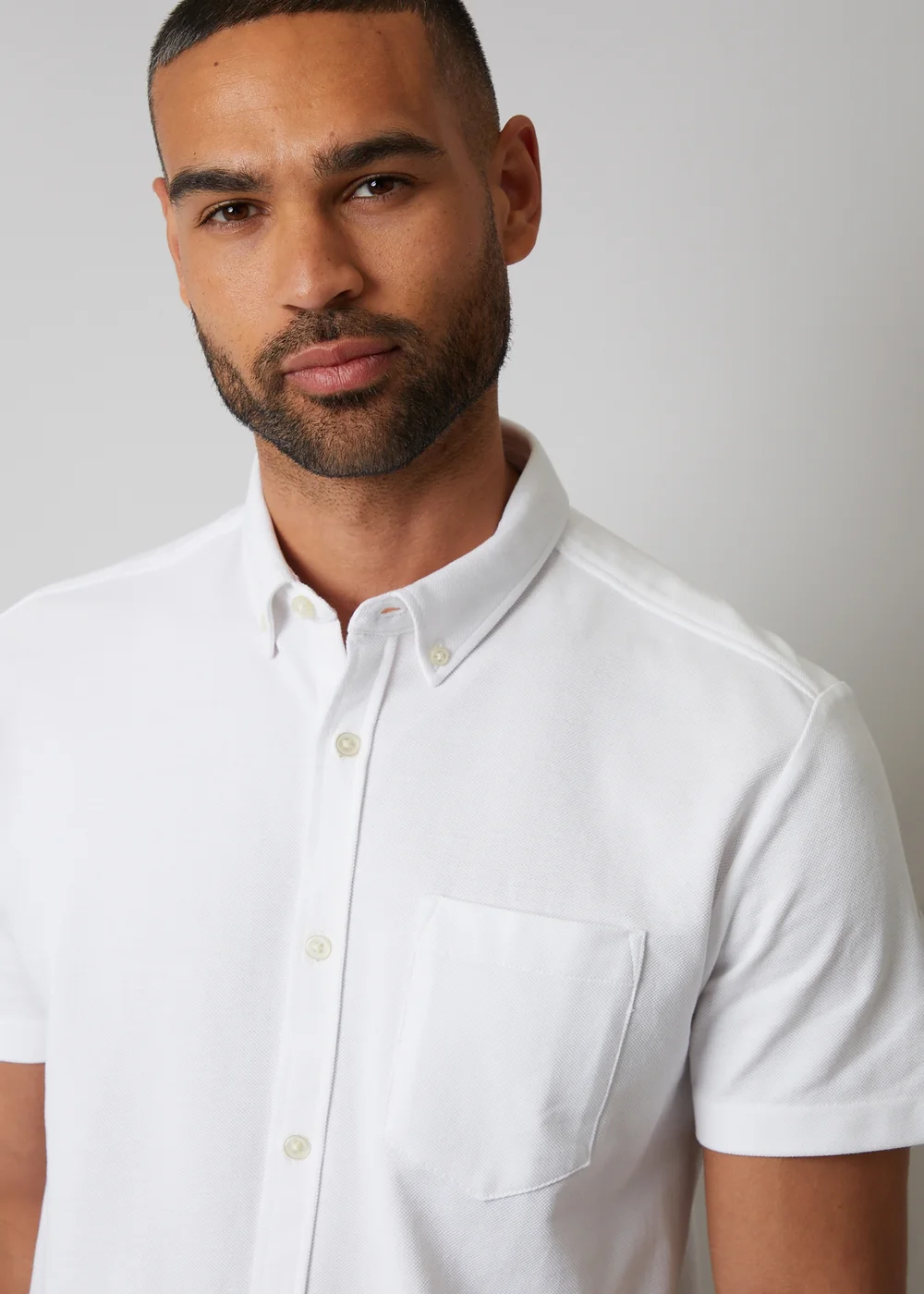 Threadbare White Cotton Pique Short Sleeve Shirt - S Image 4