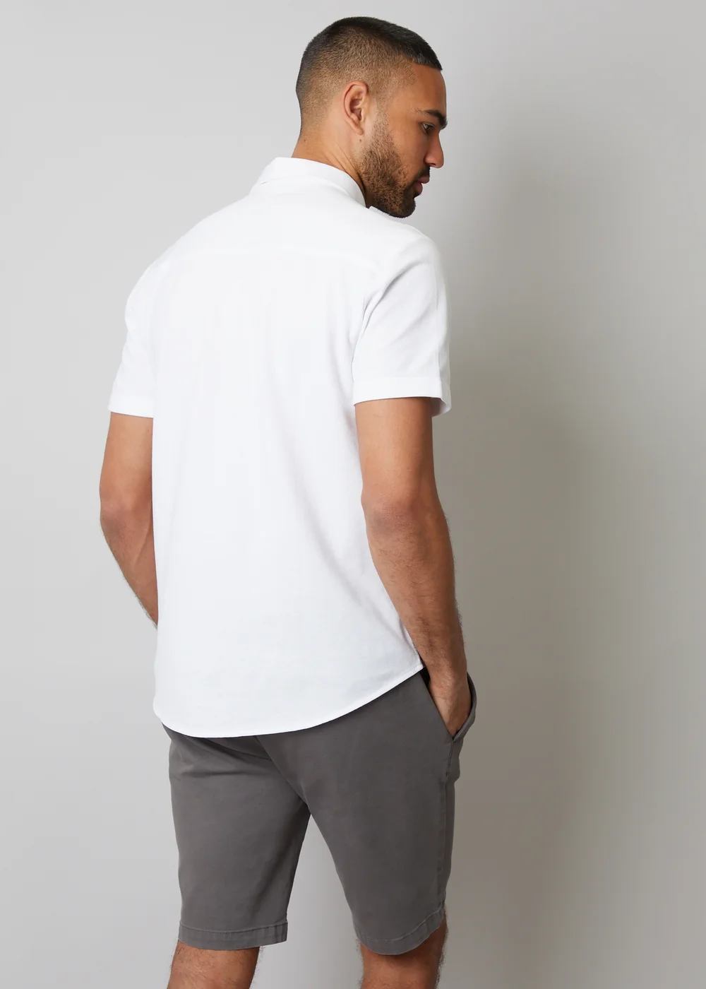 Threadbare White Cotton Pique Short Sleeve Shirt - S Image 2