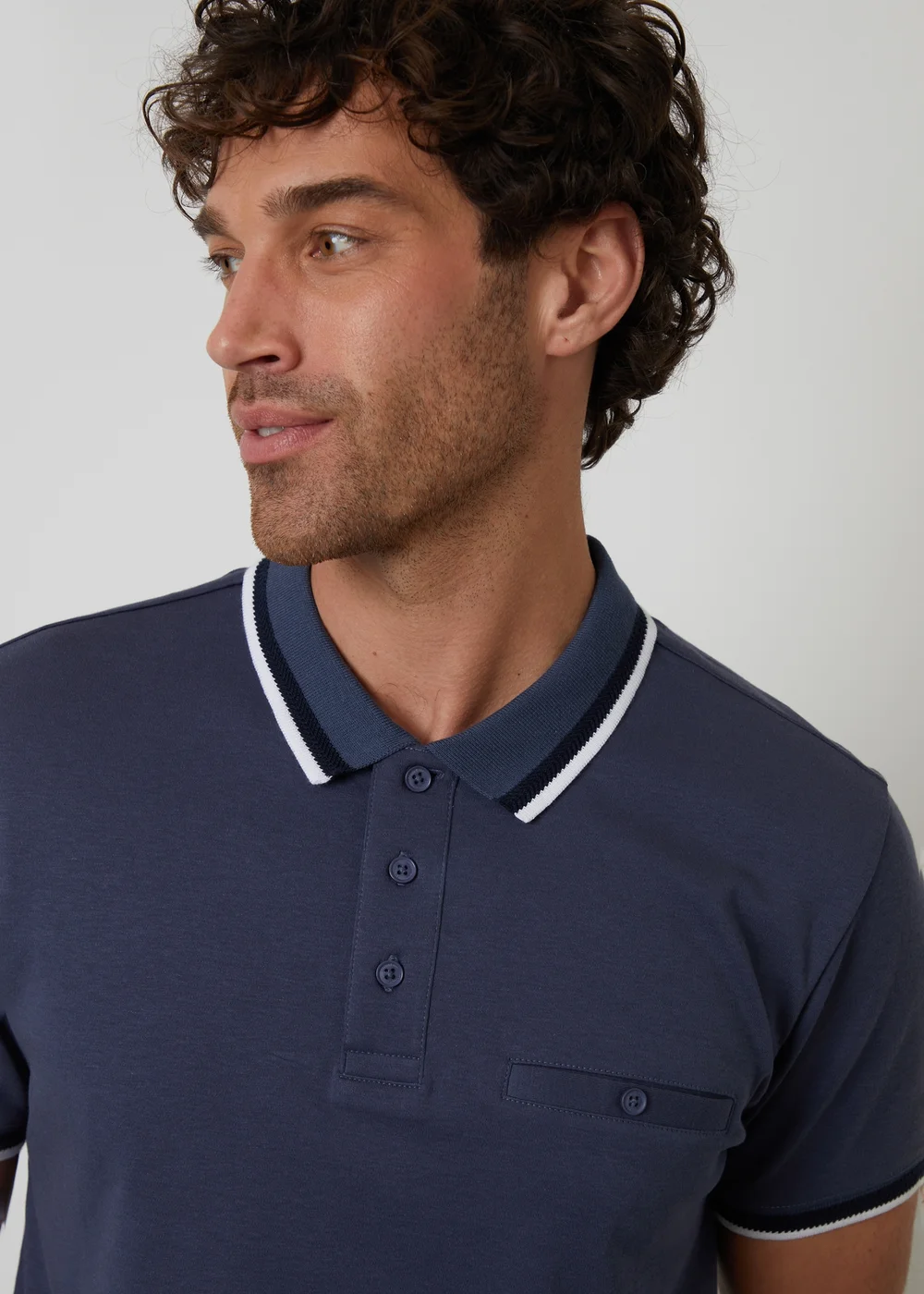 Threadbare Blue Jetted Pocket Cotton Polo Shirt - L Image 4