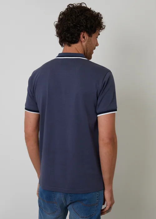 Threadbare Blue Jetted Pocket Cotton Polo Shirt - L Image 2