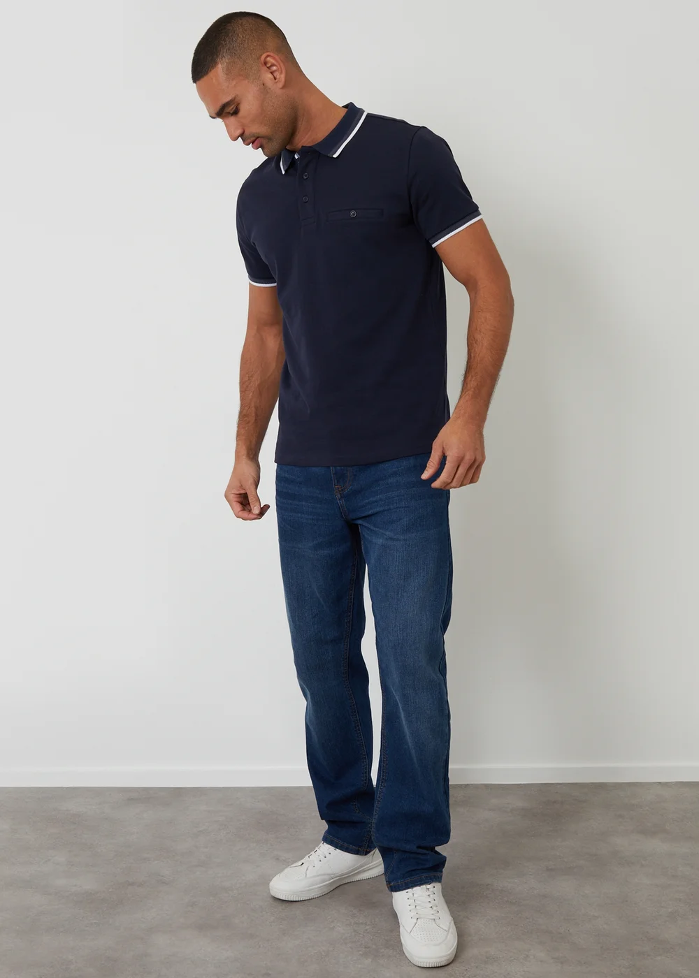 Threadbare Navy Jetted Pocket Cotton Polo Shirt - 2XL Image 3