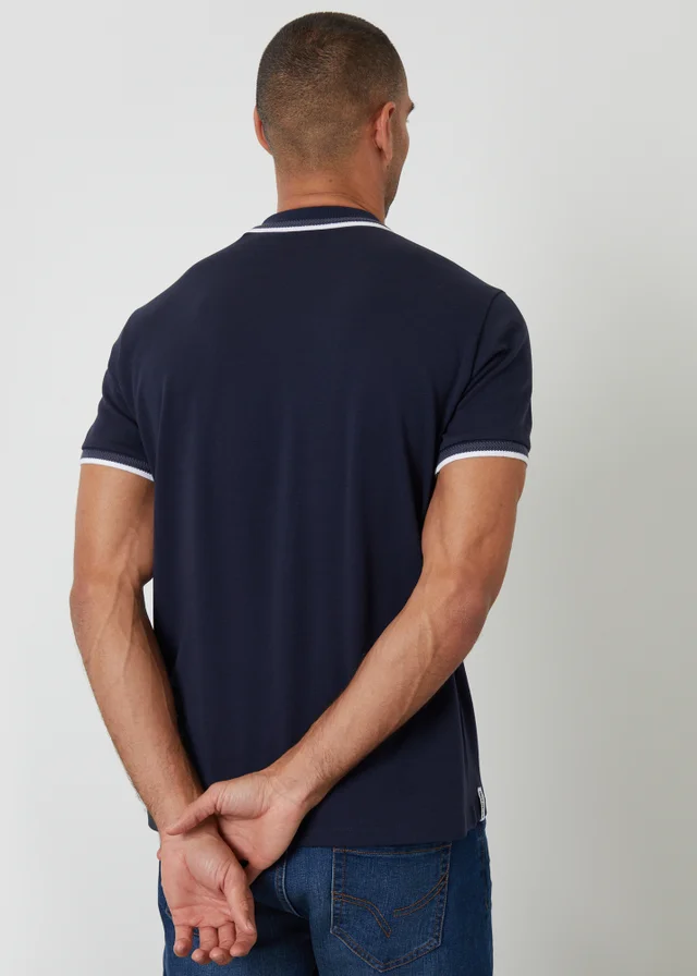Threadbare Navy Jetted Pocket Cotton Polo Shirt