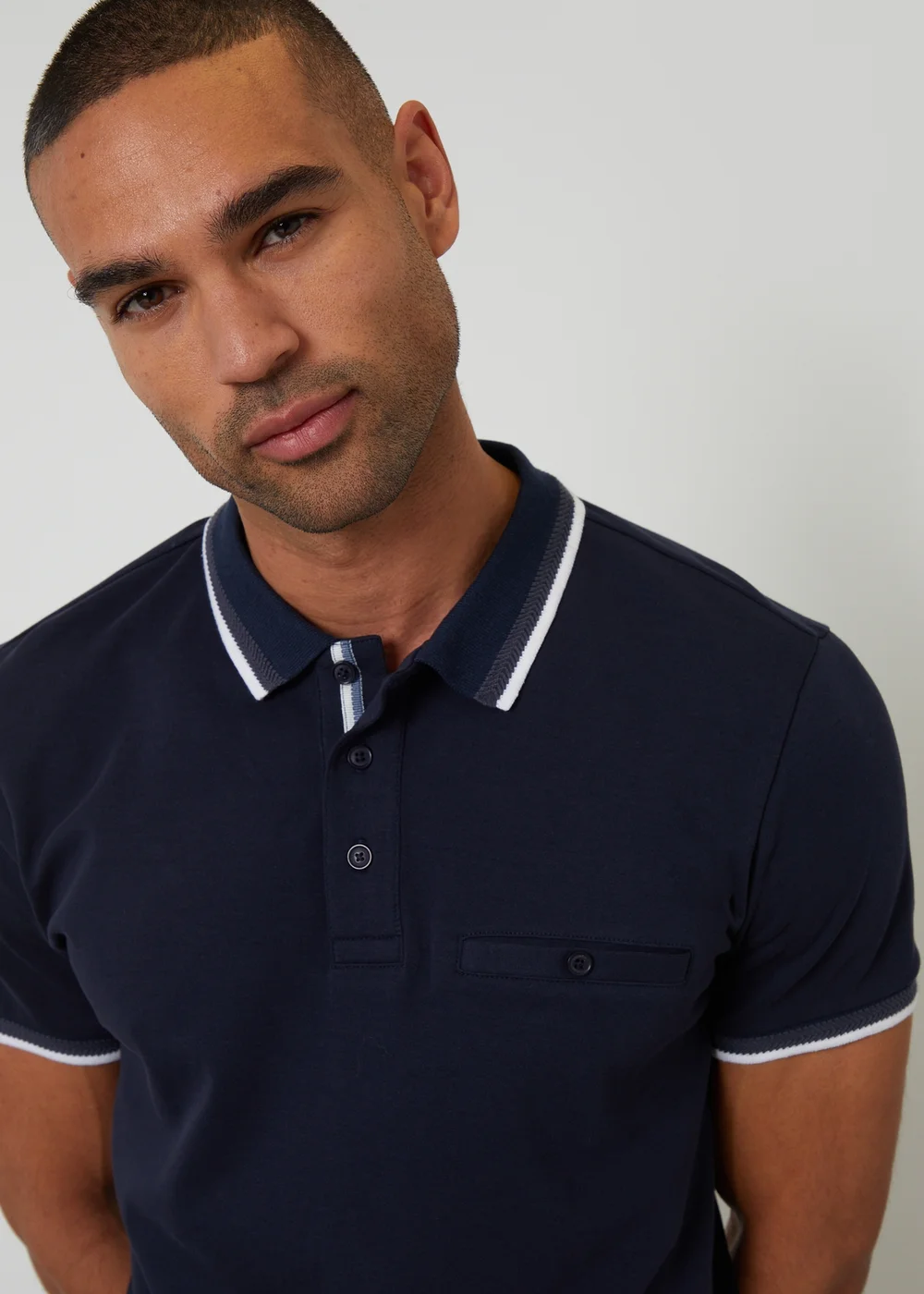 Threadbare Navy Jetted Pocket Cotton Polo Shirt - 2XL Image 4