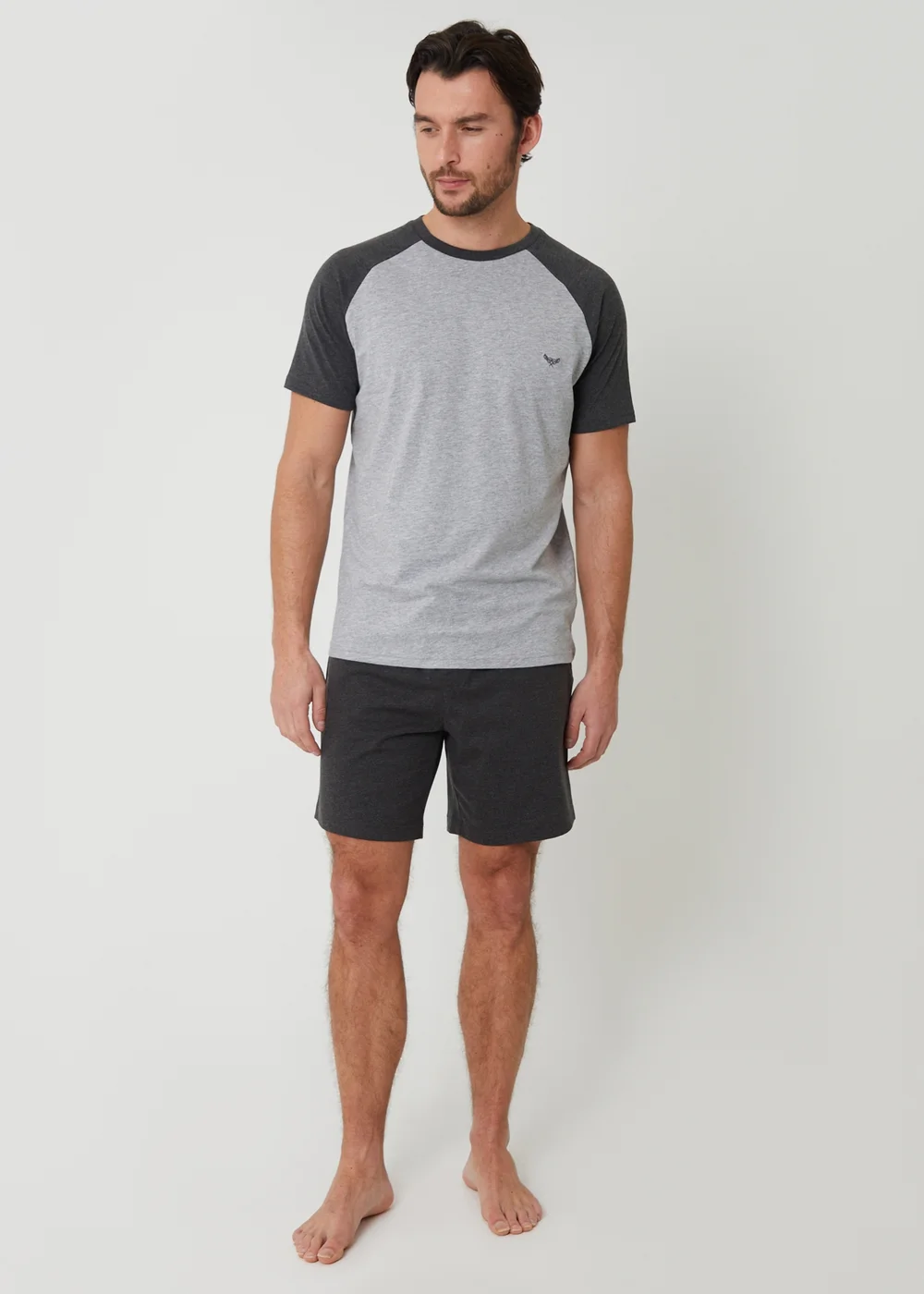 Threadbare Grey Raglan Short Sleeve Top & Shorts Lounge Set - XL Image 3