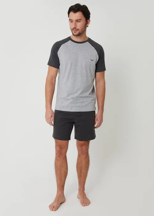 Threadbare Grey Raglan Short Sleeve Top & Shorts Lounge Set - XL Image 3