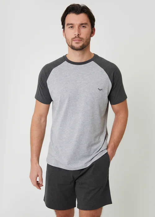 Threadbare Grey Raglan Short Sleeve Top & Shorts Lounge Set - XL Image 1
