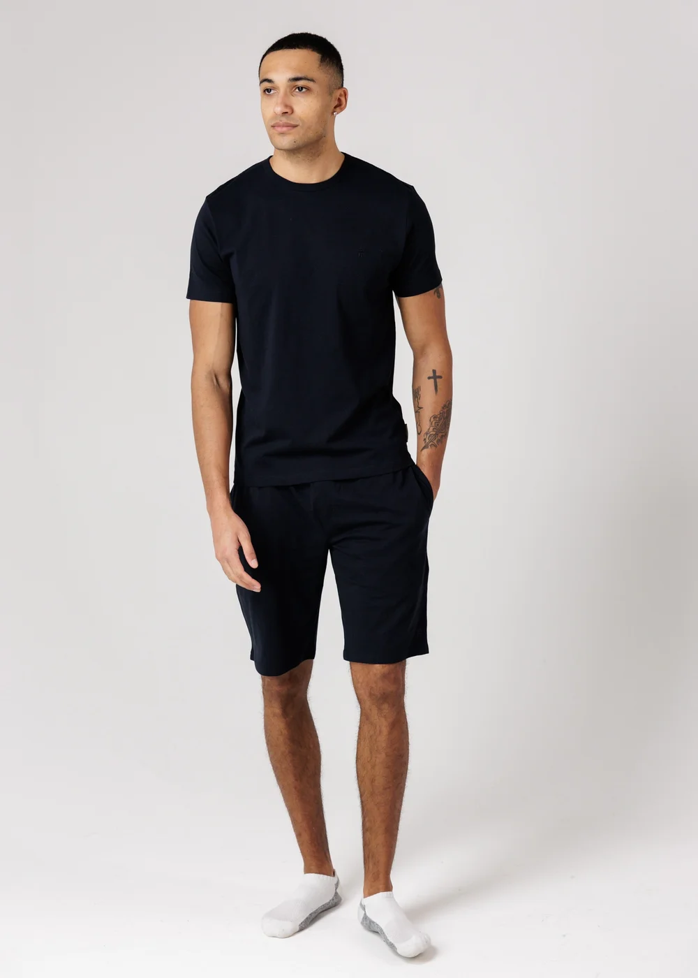 French Connection Navy Cotton T-Shirt & Shorts Co Ord Set - 2XL Image 1