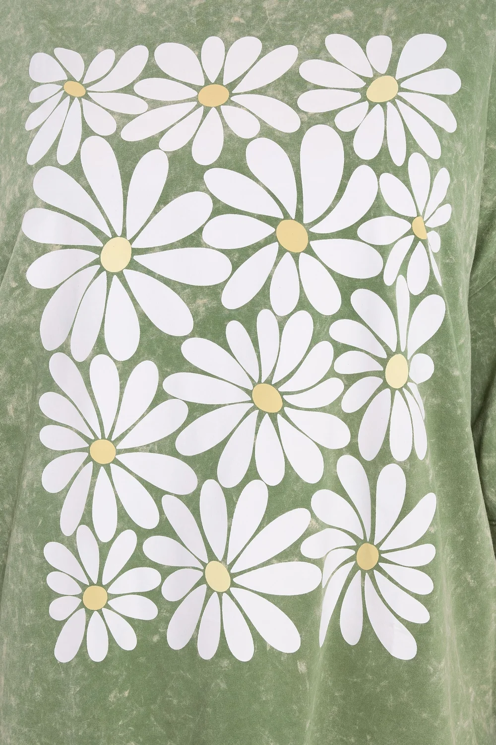 Yours Curve Green Acid Wash Boxy Daisy Print T-Shirt - 22-24 Image 4
