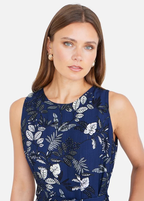 Yumi Navy Leaf Culotte Jumpsuit - 16 Image 3