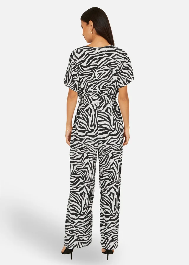 Yumi Black Zebra Print Relaxed Jumpsuit