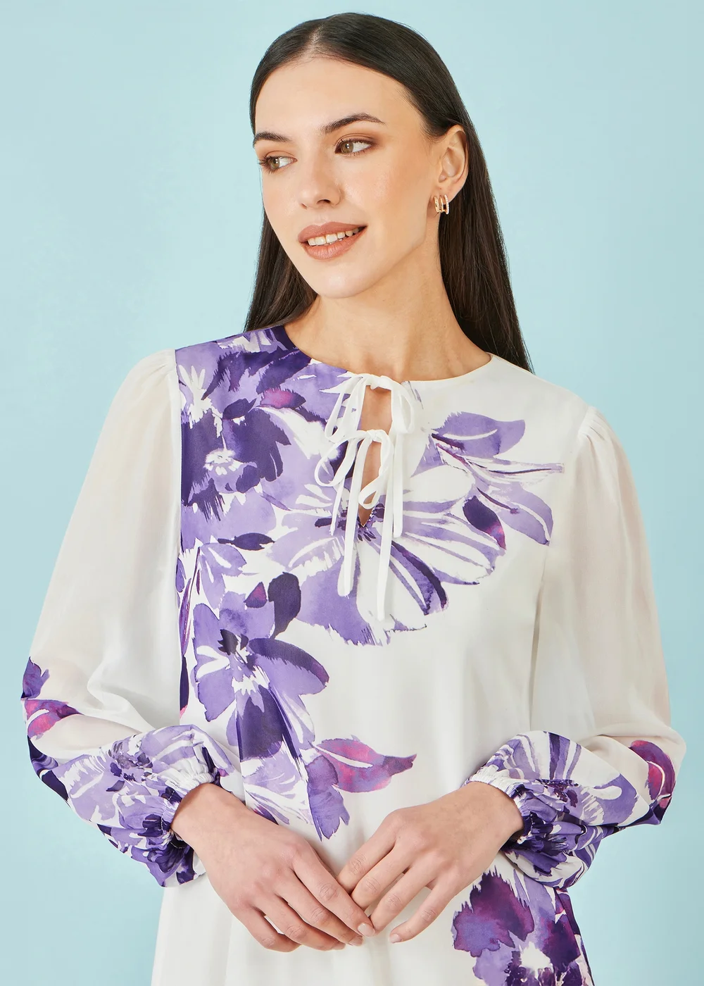 Yumi Purple Floral Placement Tunic - 8 Image 3