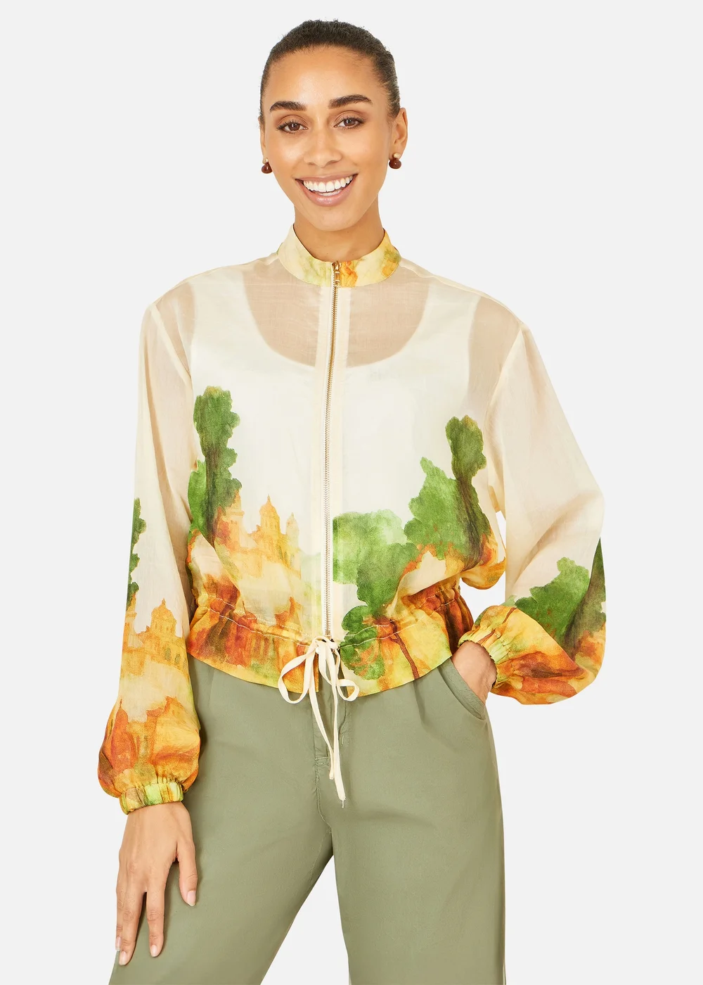 Yumi Printed Lightweight Bomber Jacket - 14 Image 1