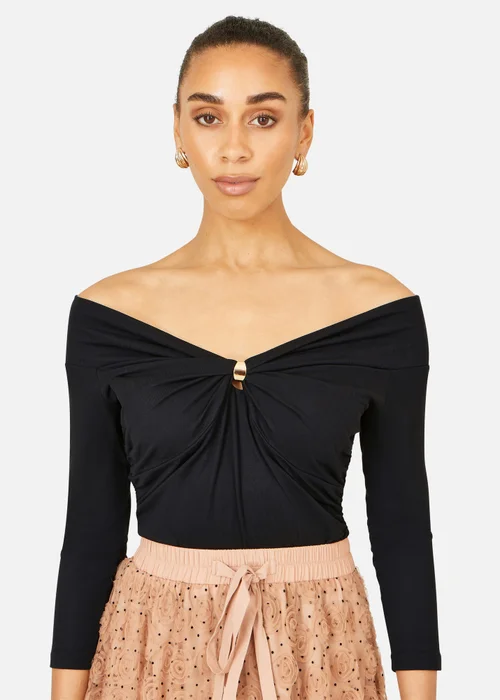 Yumi Black Off The Shoulder Jersey Top - 8 Image 1