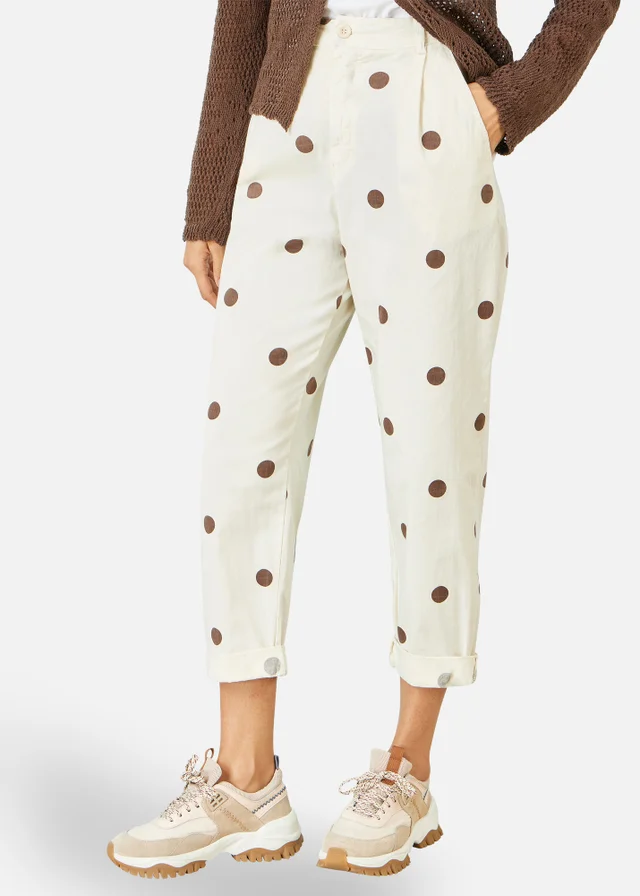 Yumi Brown Spot Cotton Canvas Chinos