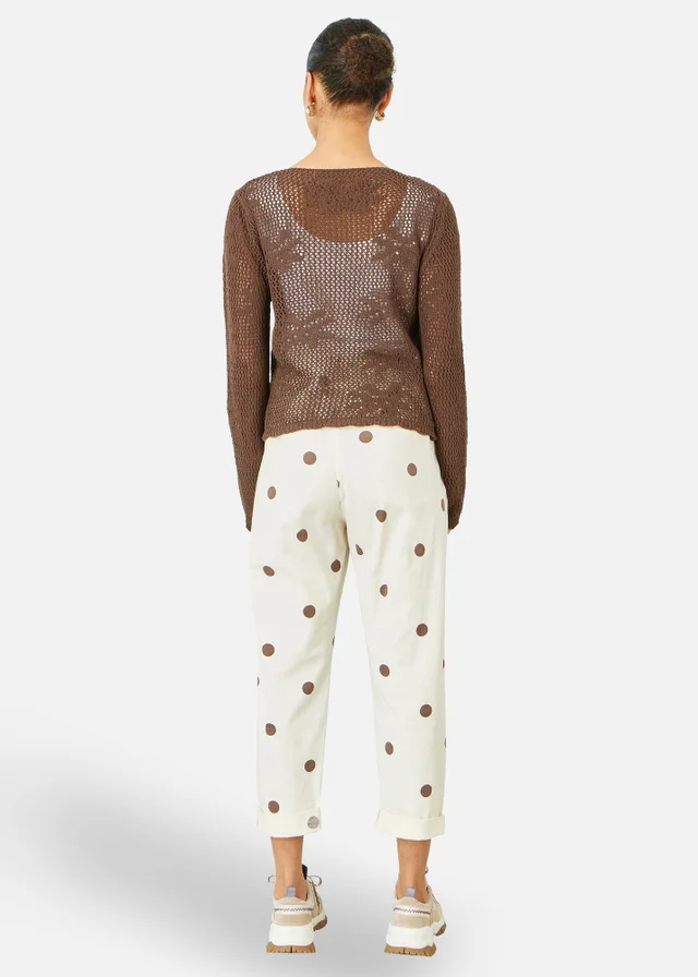 Yumi Brown Spot Cotton Canvas Chinos