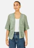 Yumi Green Crochet Edge To Edge 3/4 Sleeve Cardigan - M Image 1