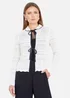Yumi Ivory Crochet Knitted Cardigan With Peter Pan Collar - M Image 1