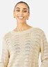 Yumi Beige Wave Metallic Thread Relaxed Jumper - M Image 3