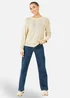 Yumi Beige Wave Metallic Thread Relaxed Jumper - M Image 2