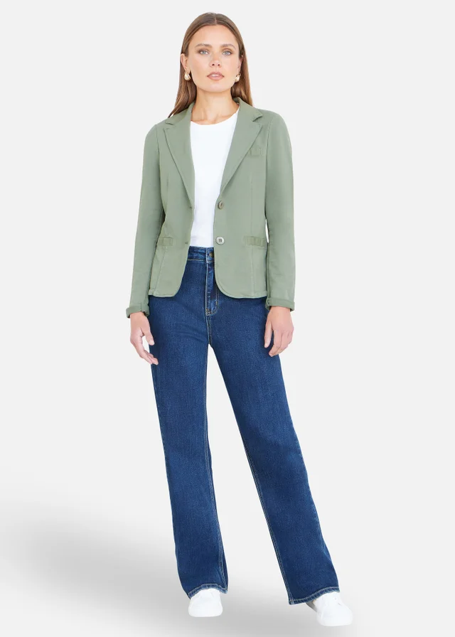 Yumi Green Stretch Cotton Blazer