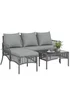 Outsunny Dark Grey 3 Piece Rattan Garden Furniture Set with Cushions - One Size Image 2