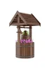 Outsunny Wooden Wishing Well Planter, Flower Planter with Drainage Hole - One Size Image 2