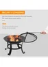 Outsunny Black Outdoor Fire Pit, Wood Burner with Screen and Poker - One Size Image 5