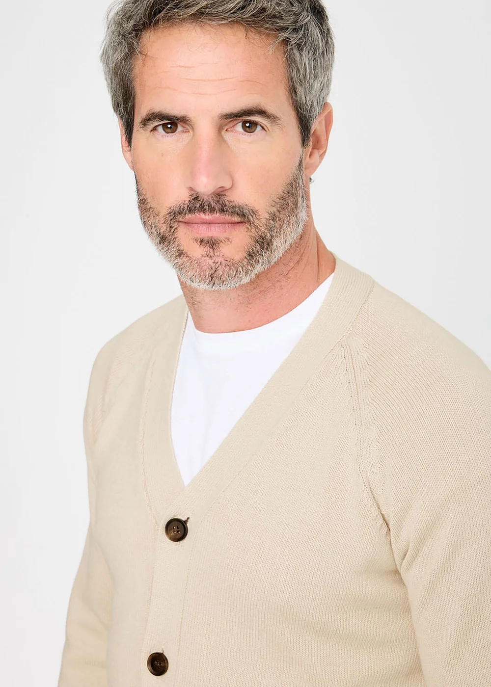 Cotton Traders Oatmeal Cotton Button Through Cardigan - XS Image 4