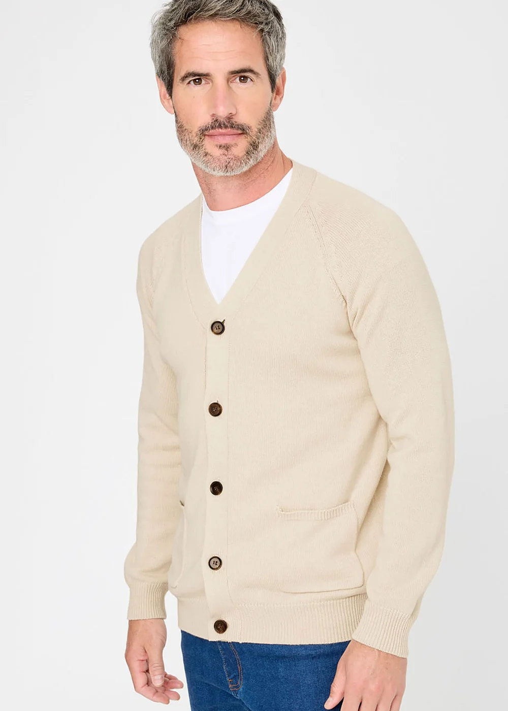 Cotton Traders Oatmeal Cotton Button Through Cardigan - XS Image 2