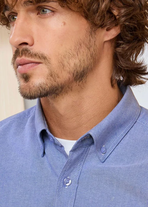 Cotton Traders Dark Blue Oxford Blue Signature Long Sleeve Oxford Shirt - 5XL Image 3