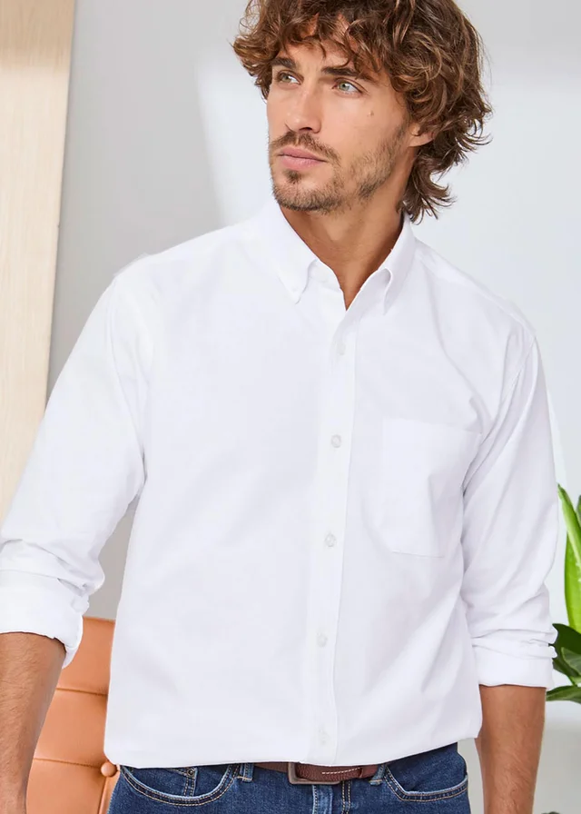 Cotton Traders White White Signature Long Sleeve Oxford Shirt