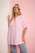 Yours Curve Pink Short Sleeve Linen Shirt - 26-28 Image 1