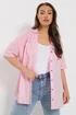 Yours Curve Pink Short Sleeve Linen Shirt - 26-28 Image 3