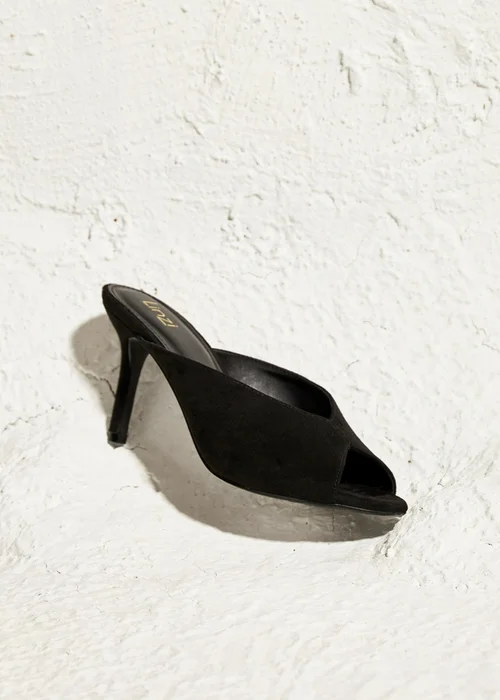 Linzi Marseille Black Peep Toe Mule Heels - Size 6 Image 6