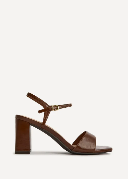 Linzi Reveal Brown Faux Leather Block Heeled Sandals - Size 7 Image 2