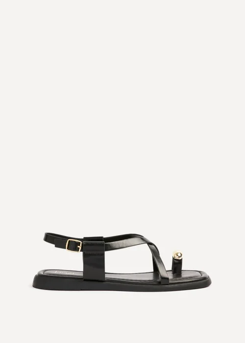 Linzi Salma Black & Gold Flat Sandals - Size 7 Image 2