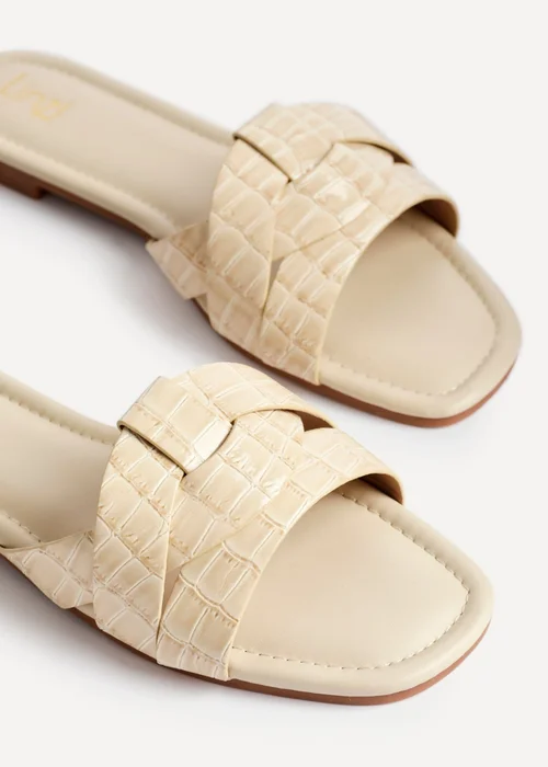 Linzi Fletcher Nude Croc Slider Sandals - 4 Image 5