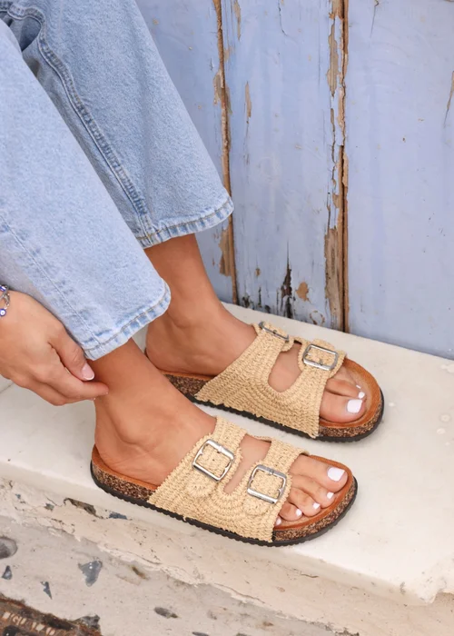 Linzi Brianna Natural Double Buckle Sandals - 3 Image 1