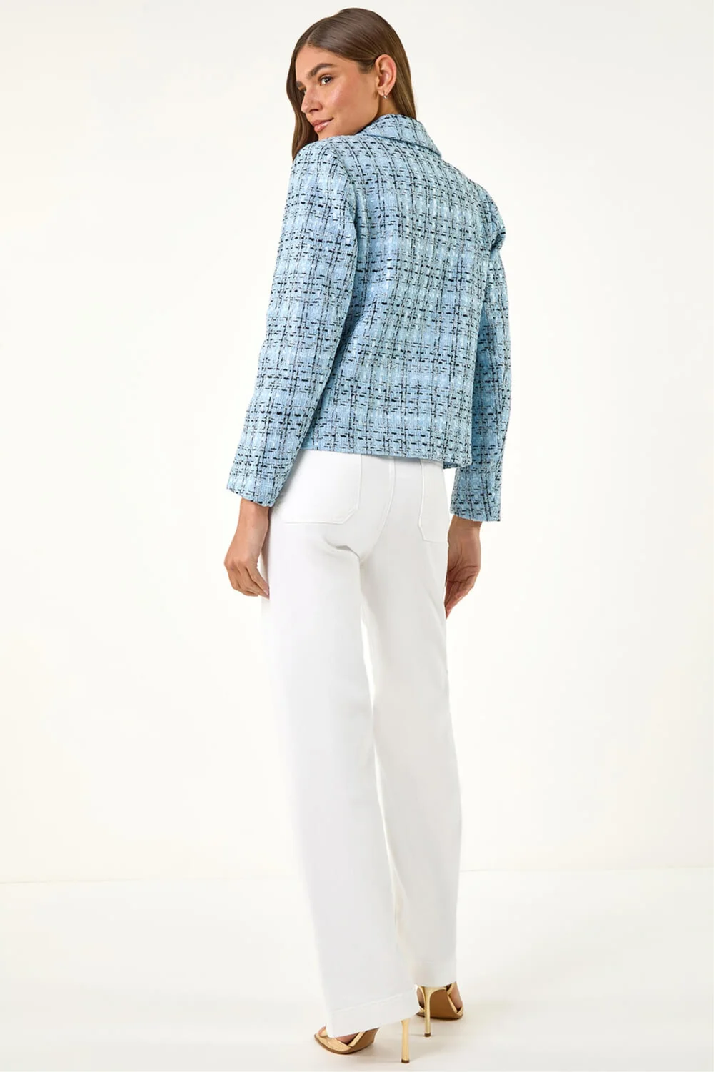 Roman Blue Buttoned Boucle Jacket - 16 Image 3