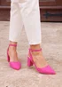 Linzi Larsa Wide Fit Pink Faux Suede Court Heels - Size 5 Image 1
